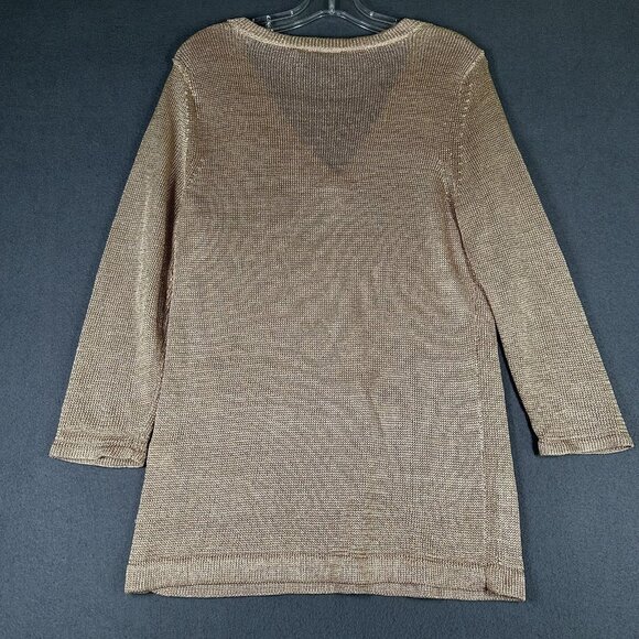 New York Company Sweater Womens Large Gold Metallic Knit V Neck Pullover Shimmer - Picture 8 of 9